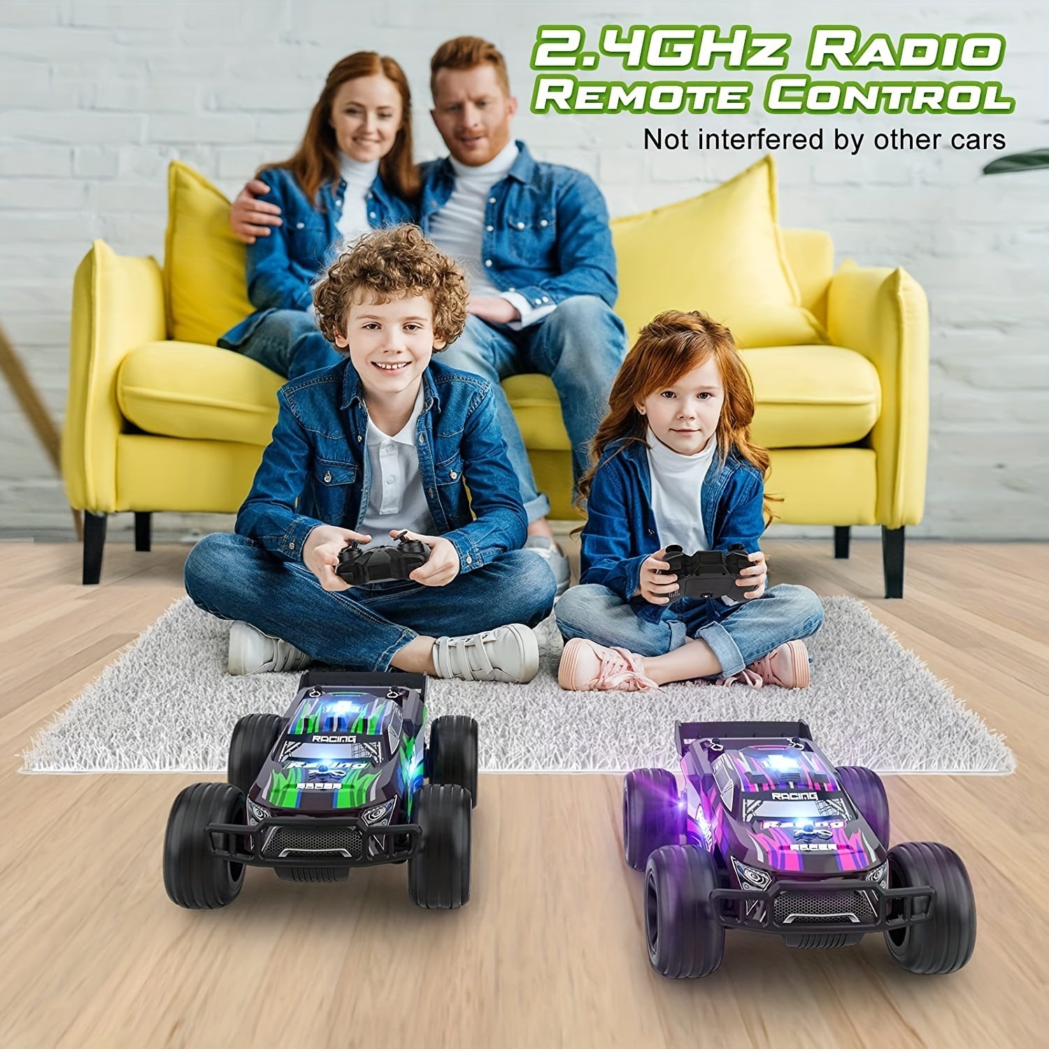 Remote Control Car 122 RC Racing Car With 2 Rechargeable Batteries  Lights 24GHz High Speed RC Cars Electric Toy Car Gift For 6 Year Old Boys Girls Kids